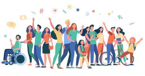 Multicultural people standing together Free Vector
