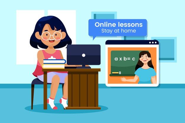 Illustrated kids online lessons Free Vector