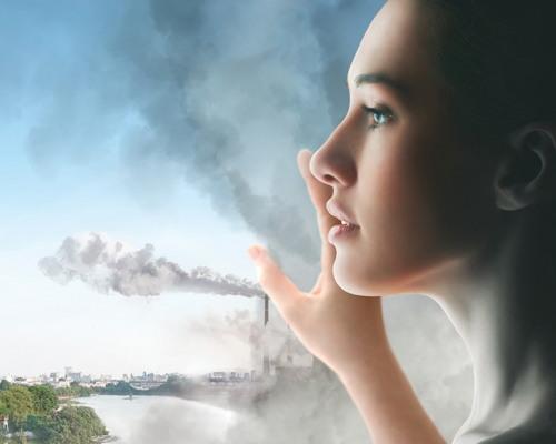 air pollution, chimney smoke, girl